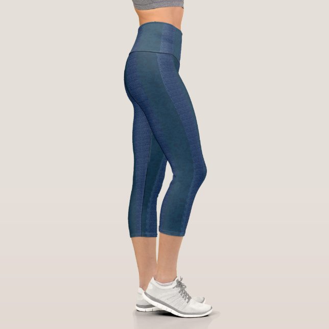 Leggings Capri Jeans de la Marine Bleue Hight Waising Capris (Droite)