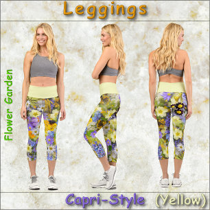 Leggings Capri JEUNES DE STYLE CAPRI - "Jardin Fleur" - Jaune
