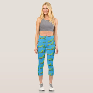 Leggings Capri Joli dessin animé de chenille verte mignonne