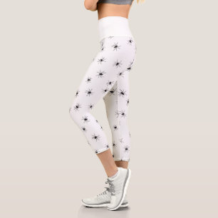 Leggings Capri Joli motif d'araignée noire sur fond blanc
