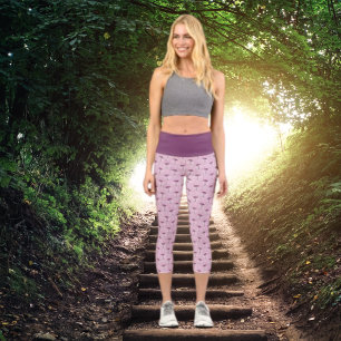 Leggings Capri Joli motif de champignon violet vintage 