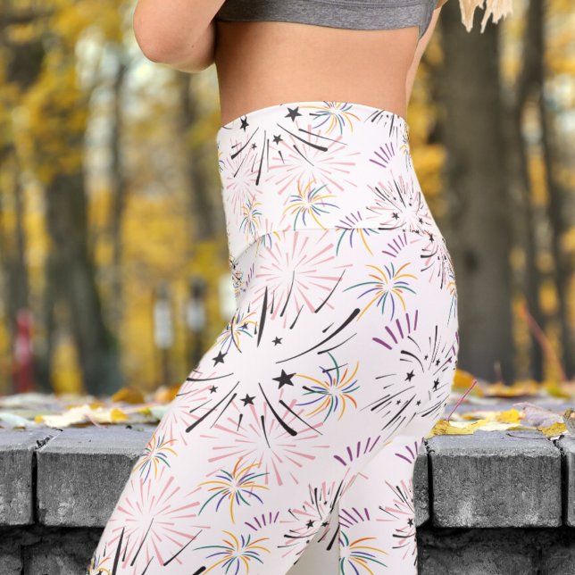 Leggings Capri Joli Motif de Starburst blanc Yoga (Starburst on White)