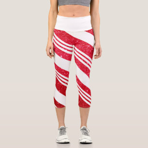 Leggings Capri Joli motif rayé de canne à bonbon de Noël