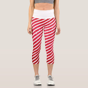 Leggings Capri Joli motif rayé de canne de bonbon de Noël