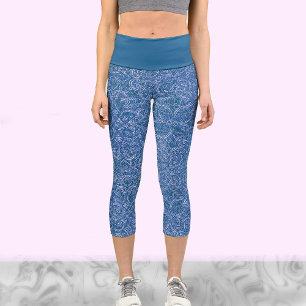 Leggings Capri Joli yoga tendance bleu et blanc