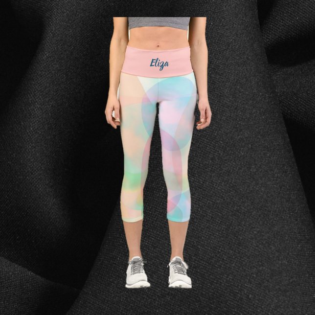 Leggings Capri Jolie Abstraite Pastel Dreamy Ellipses (Créateur téléchargé)