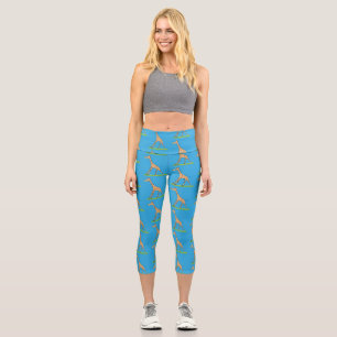 Leggings Capri Jolie girafe avec dessin animé de papillon
