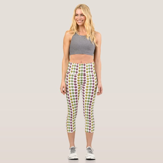 Leggings Capri Jolie olives joyeux chantant dessin animé (Recto)