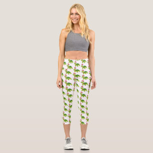 Leggings Capri Jolie tortue en chapeau de Père Noël