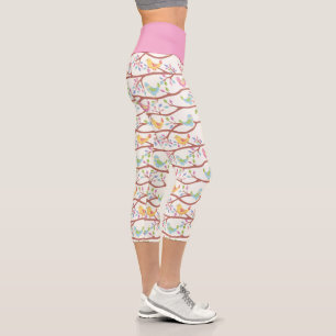 Leggings Capri Jolies Branches D'arbre Colorées De Printemps Et O