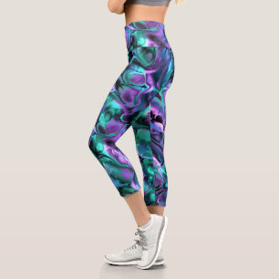 Leggings Capri Joyau coloré Tonalité Marbre fractal Art Abstrait