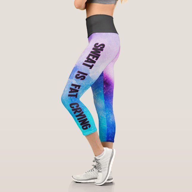 Leggings Capri La sueur est grasse pleurant bleu et violet (Gauche)