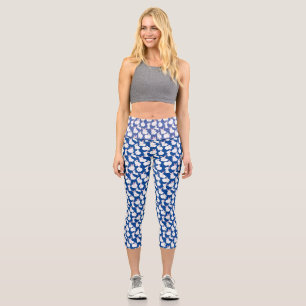 Leggings Capri lapins blancs motif 01.bw Bleu BG