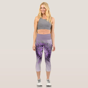 Leggings Capri Lavande Fleur Dream Moderne Abstrait Fractal Art