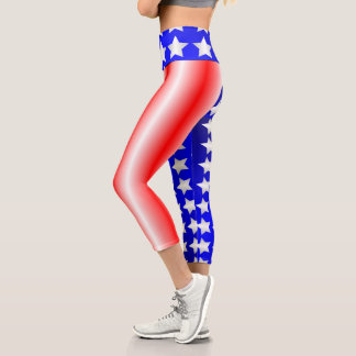 Leggings Capri Le 4 juillet, les étoiles et les rayures Capris