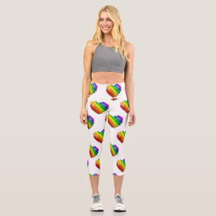 Leggings Capri Le cœur sculptural tridimensionnel de SlipperyJoe
