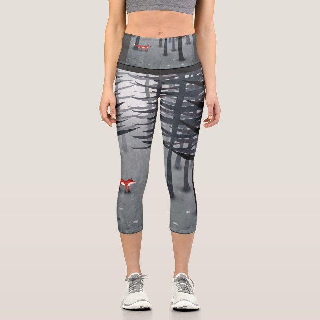 Leggings Capri Le renard et la forêt (Recto)