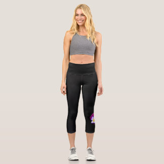 Leggings Capri Lecapa aux fleurs de violet