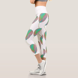 Leggings Capri Légendes d'impression à feuilles d'arbre à poires 