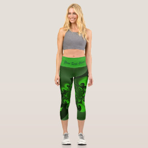 Leggings Capri Légendes D'Ondes Vertes Sombres Et De Spirale De L