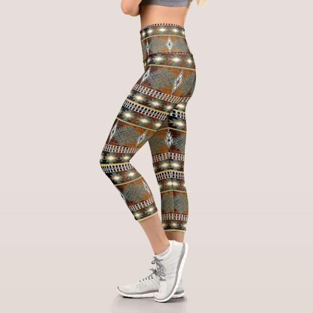 Leggings Capri Léggations capri, motif ethnique du sud-ouest (Gauche)