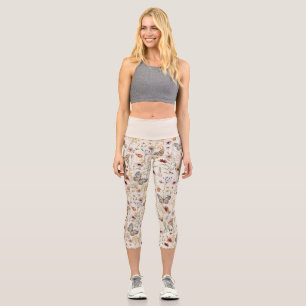 Leggings Capri Légumineuses d'aquarelle florale