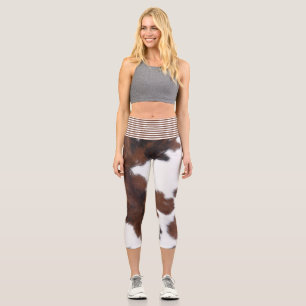 Leggings Capri Légumineuses de capri brun et blanc