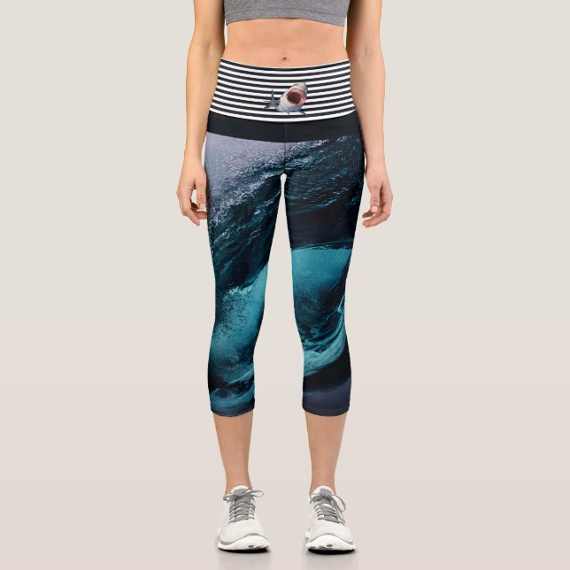 Leggings Capri Légumineuses de capri d'esprit animal de requin (Recto)