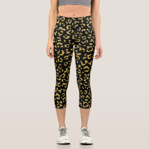 Leggings Capri Leopard d'or, Parties scintillant d'or, Motif de l