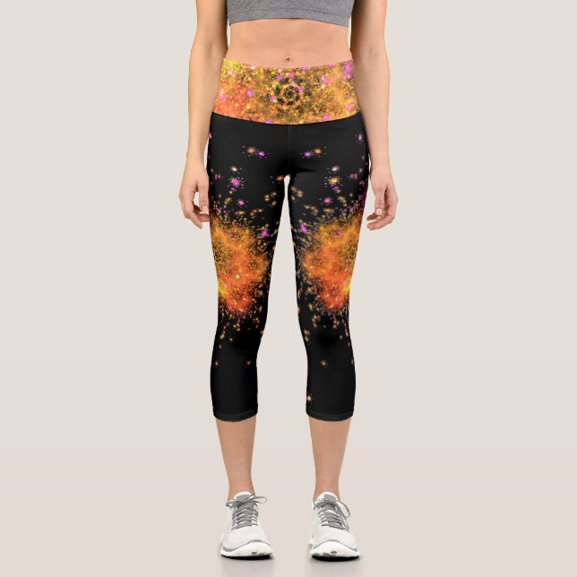Leggings Capri Les étoiles explosent - fractal, (Recto)