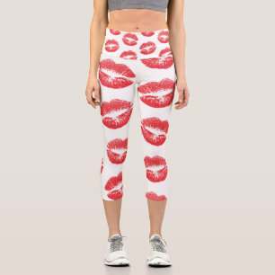 Leggings Capri Lèvres Rouges, Motif De Lèvres, Rouge Lèvres, Bais