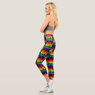 Leggings Capri LGBT Rainbow Motif de texte Gay pride LGBTQ