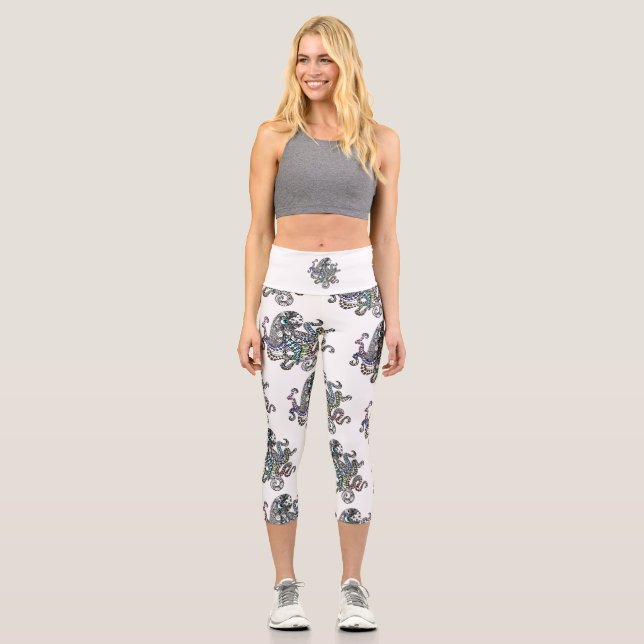 Leggings Capri Ligne florale octopus (Recto)