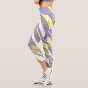 Leggings Capri Lignes d'art Abstrait pastel Pale Lavender violet