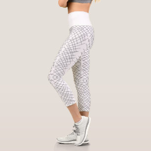 Leggings Capri Lignes d'esquisse d'art Abstrait Courbes Légendes