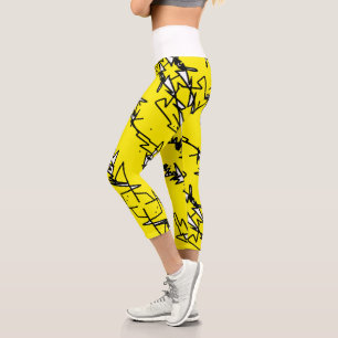 Leggings Capri Lignes d'esquisse d'art Abstrait Courbes Légendes