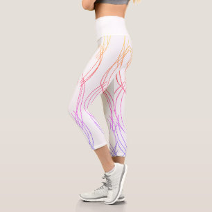 Leggings Capri Lignes d'esquisse d'art Abstrait Courbes Légendes