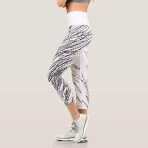 Leggings Capri Lignes d'esquisse d'art Abstrait Courbes Légendes