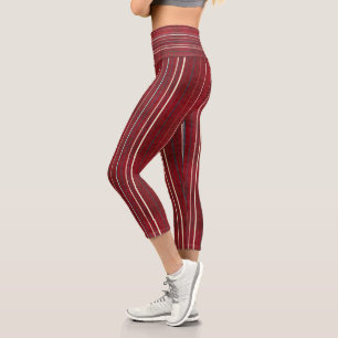Leggings Capri Lignes sur rouge