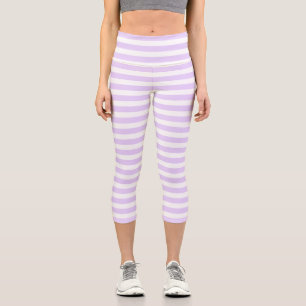 Leggings Capri Lilac violet et blanc bonbons rayures