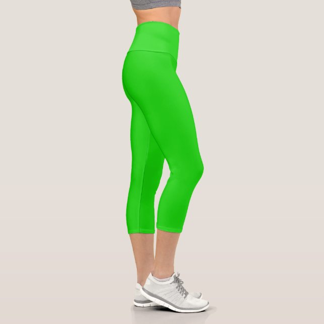 Leggings Capri Lime Vert Solide Couleur Plaine (Droite)