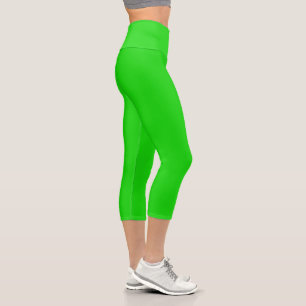 Leggings Capri Lime Vert Solide Couleur uni