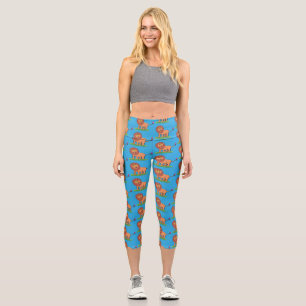 Leggings Capri Lion joyeux avec dessin animé de papillon