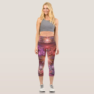 Leggings Capri Lit De Fleurs Coloré Brillant Art Fractal Abstrait
