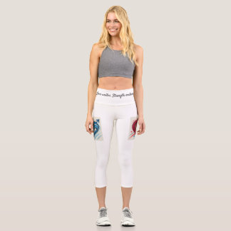 Leggings Capri Love Unites Waistband Design - Motivational Women’