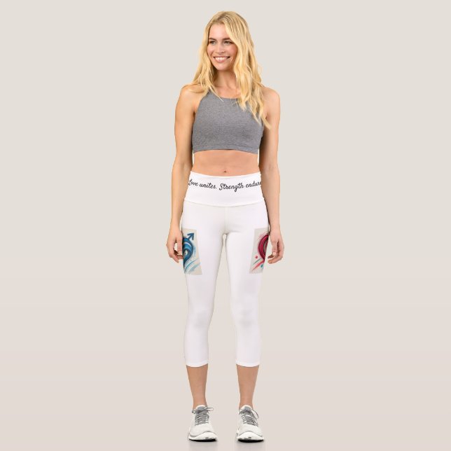 Leggings Capri Love Unites Waistband Design - Motivational Women’ (Recto)