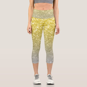 Leggings Capri Lumière or argent gris ombre faux étincelles
