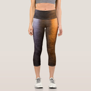 Leggings Capri Lumières Abstraites mer brillant or bronze réflexi