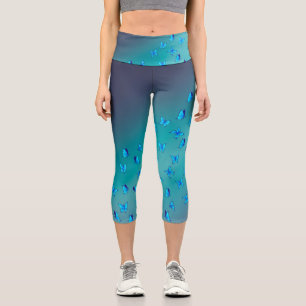 Leggings Capri Lune verte Abstraite et papillons