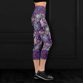 Leggings Capri Luxe violet sous-marine | Dark Pastel Gold Sea Lif